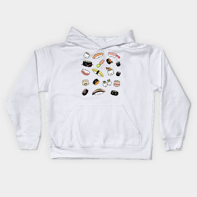 Kawaii Sushi Characters Kids Hoodie by Coffee Squirrel